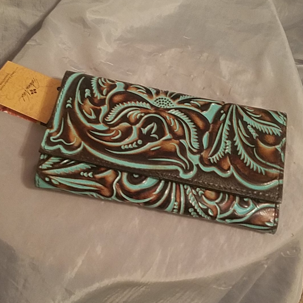 Patricia Nash Terresa wallet turquoise tooled